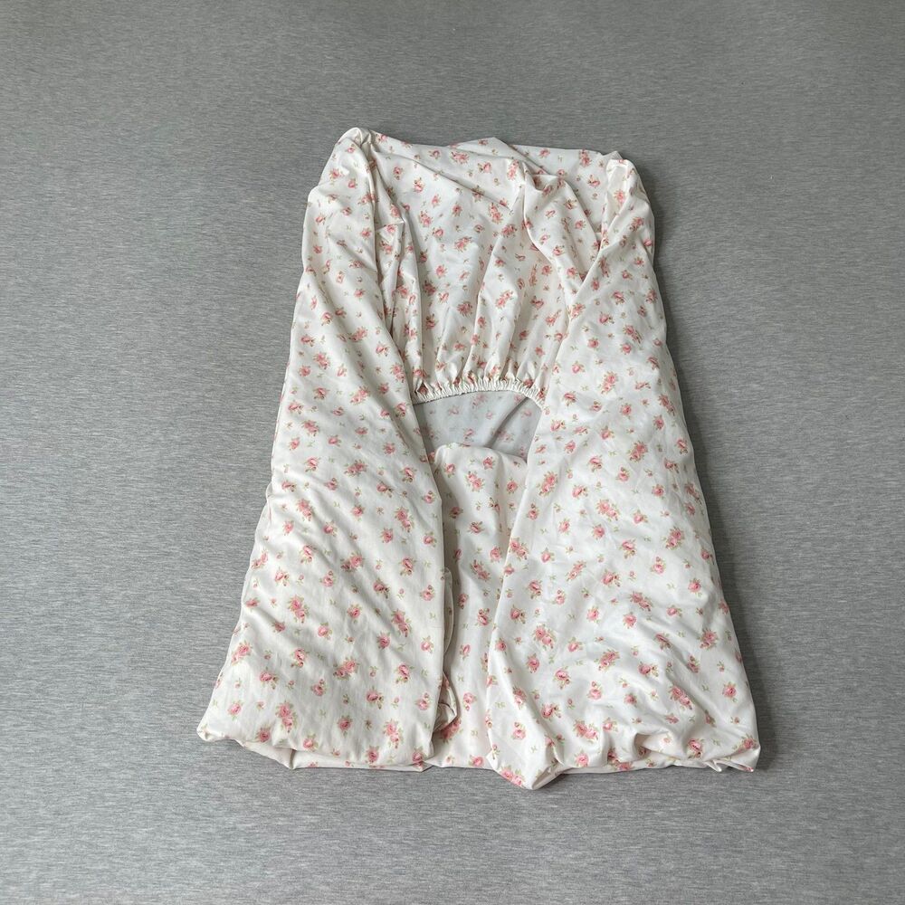 Modern Threads White & Pink Floral Twin Size Fitted Sheet